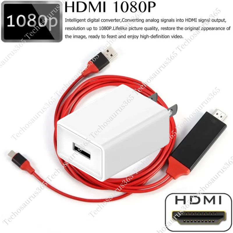 For iPhone 14 13 12 11 6 7 8 HDMI Mirroring Cable Phone to TV HDTV Adapter 1080P