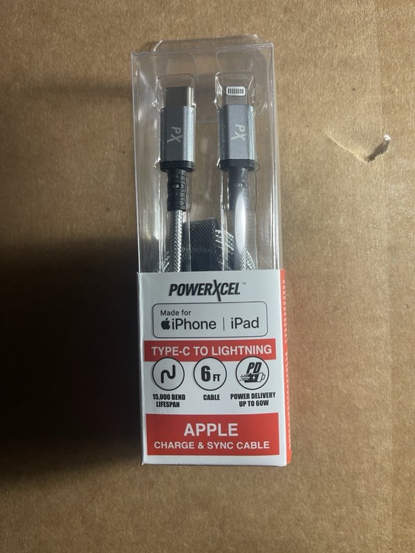 PowerXcel Type-C to Apple Lighting 6ft Charge & Sync Cable – Power Delivery 60W