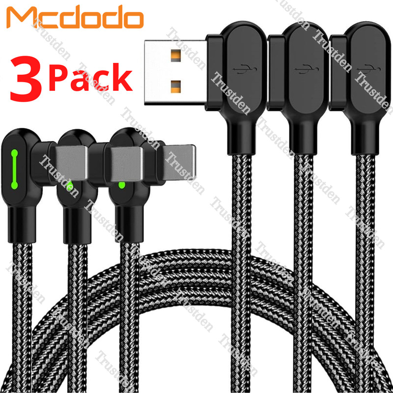 3 Pack Mcdodo 90 Degree Elbow USB Cable Fast Charger Cord For iPhone 14 13 12 11