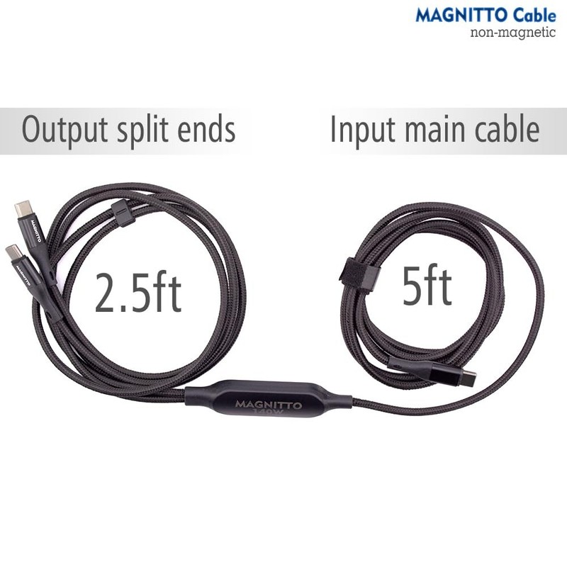 2-in-1 USB to USB Cable 140W, 7.5FT Long Dual USB-Splitter Charging Cord, Bra... gallery