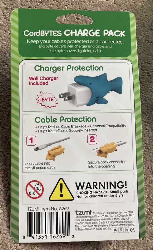 Tzumi - Bytes Charge Pack Connector Plug Protector With Wall Charger Tiger 2 Pc gallery