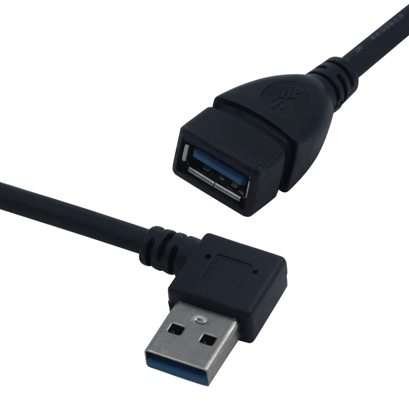 2 Pairs USB 3.0 Type A 90 Degree Male To Straight Female Cable Black Cord gallery