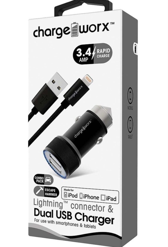 Charge Worx 6 ft. Dual 3.4Amp USB Rapid Charge Cable Connector Cord for iPhone