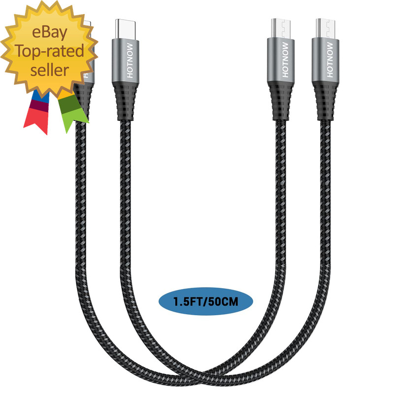 USB C to Micro USB Cable 1.5FT 2Pack USB Type C to Micro USB Cords Fast Charging