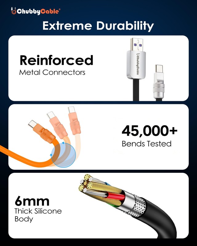Short USB A to Cable 120W Charging Cable, Orange, 10 inch gallery