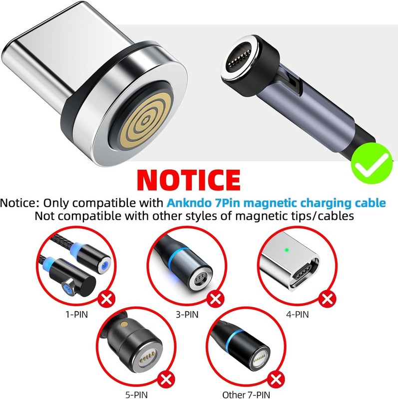 Magnetic Connector Tip Heads [4-Pack] USB C Magnetic Adapter Compatible with 7Pi gallery