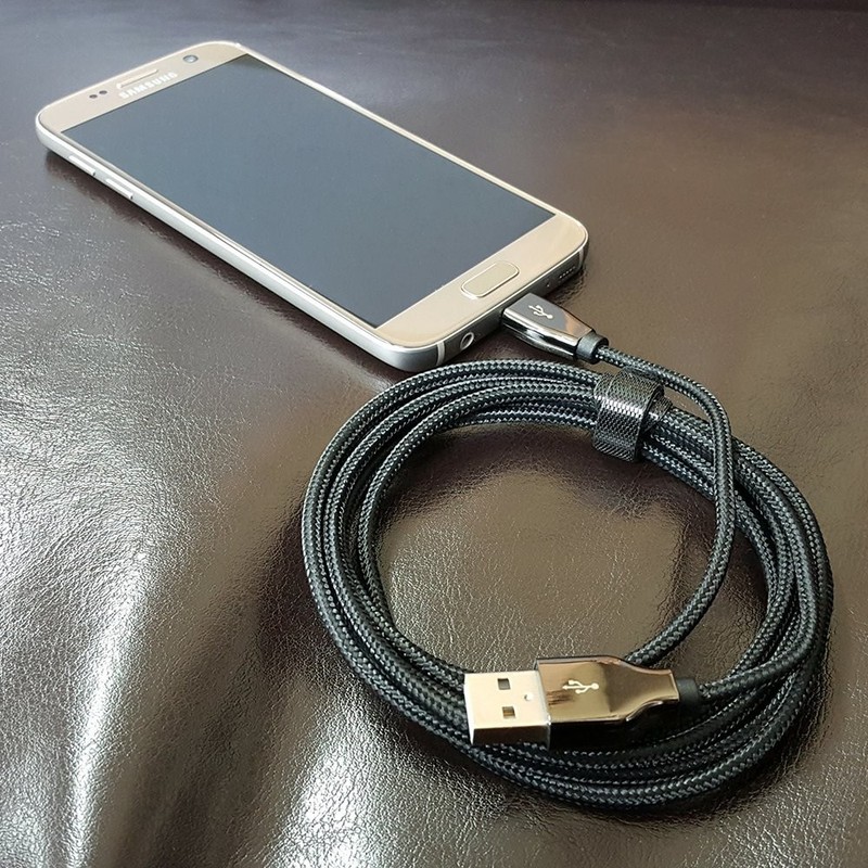 6 Foot Braided Nylon Micro Black Chrome USB Charge/Sync Cable gallery