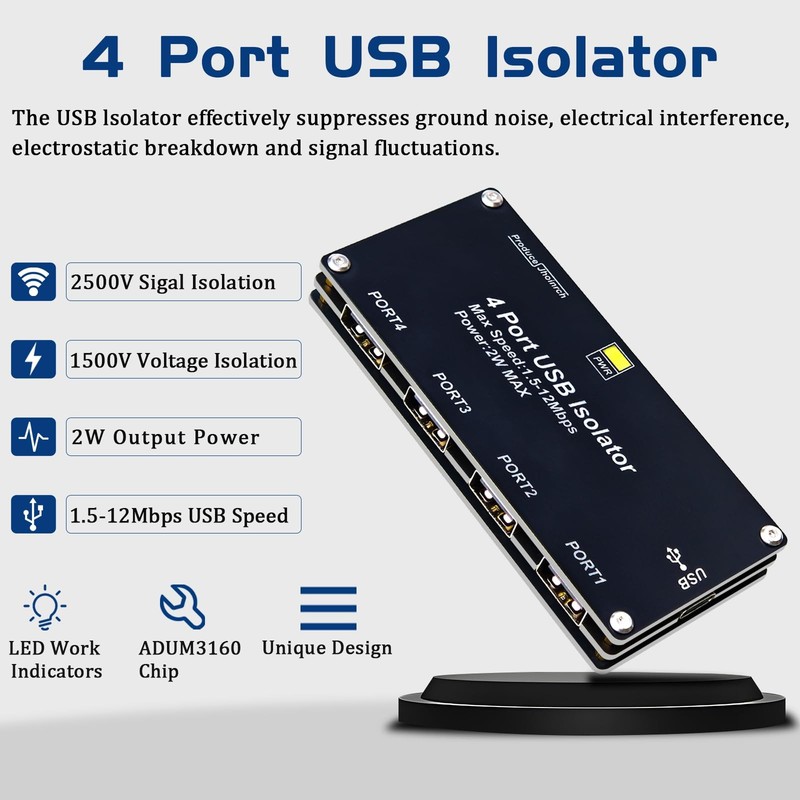 4 Port USB Isolator Adum3160 Chip 2W 5V Regulated Power 12Mbps 1.5KV Adapter gallery