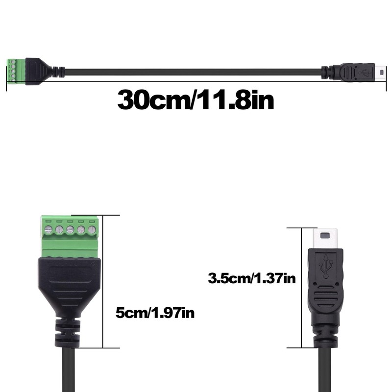 2 PCS Mini USB Screw Terminal Block Connector Cable Solderless Converter gallery