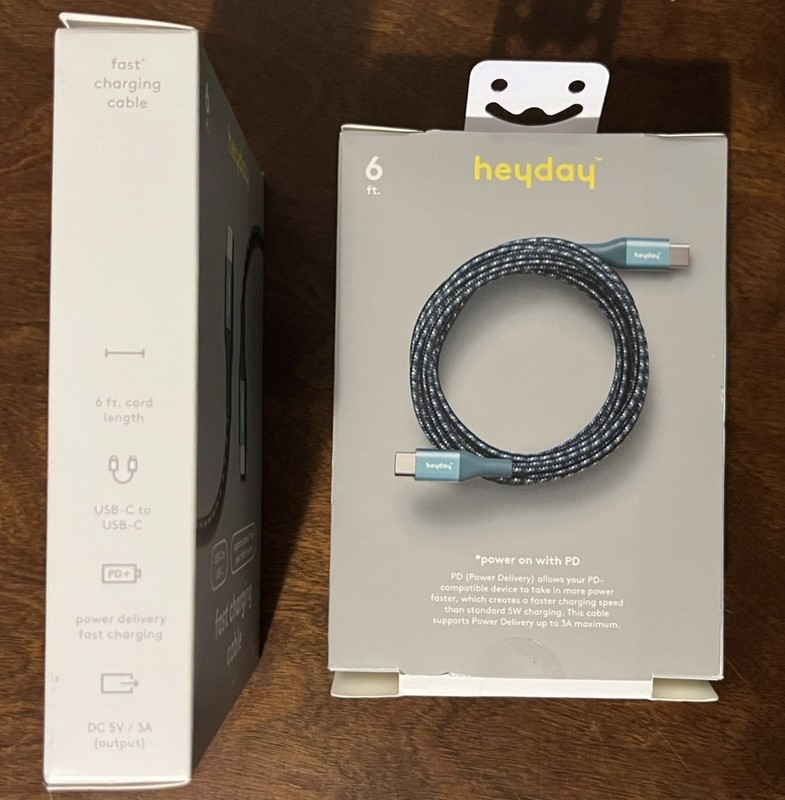 Lot of 2, 6' USB-C to USB-C Braided Cable - heyday Ocean Teal **NIB** gallery