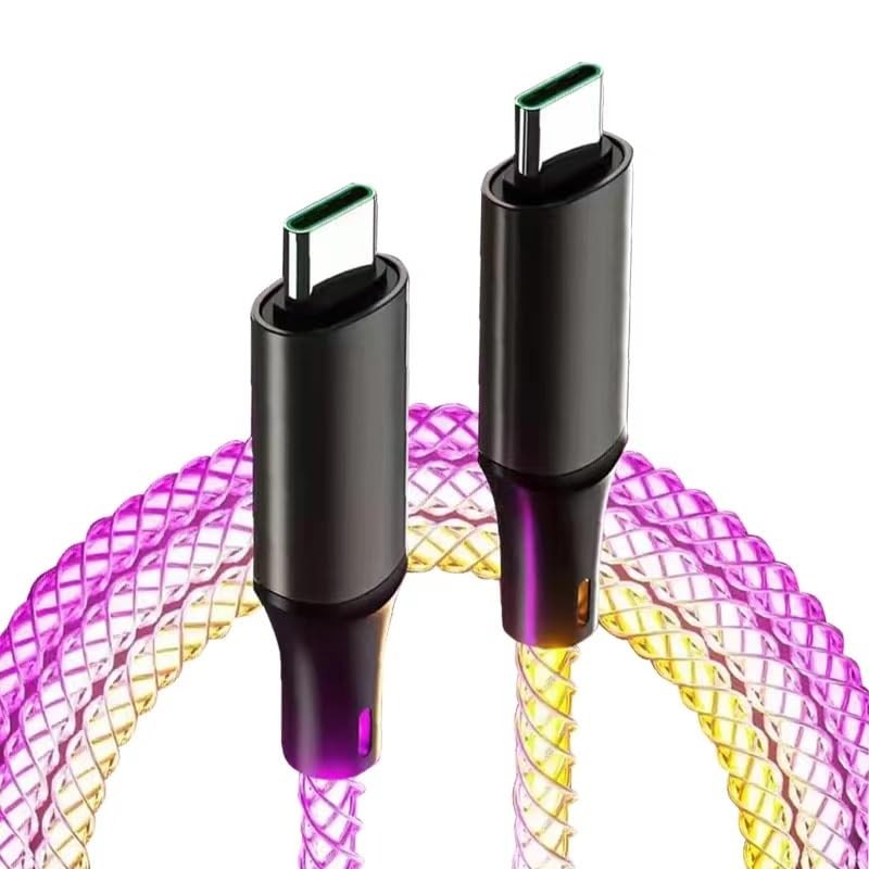 RGB USB A To Type C Fast Charging Cable High Data Speed Light Up 39 Inch gallery