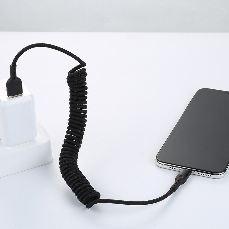 Braided LED Spring Data Cable Cord Charger For iPhone 14 13 12 11 Pro Max SE 7 8 gallery