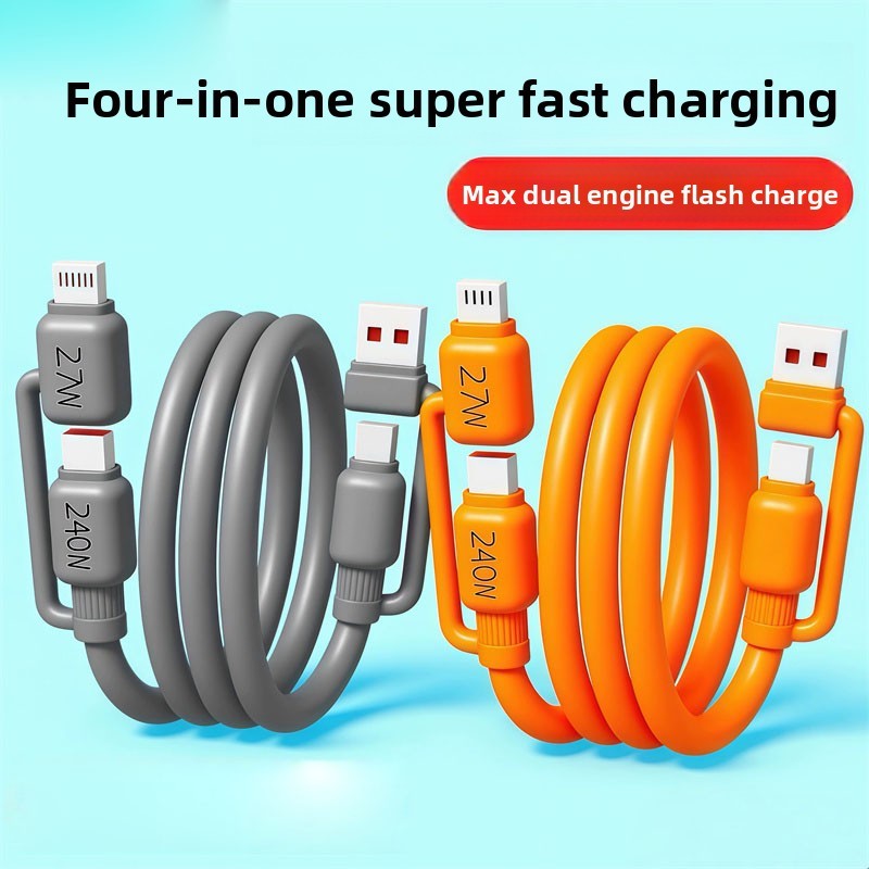 240W 4 in1 Multi USB Charging Cable Fast Charger Cord For iPhone/Samsung/Type-C gallery