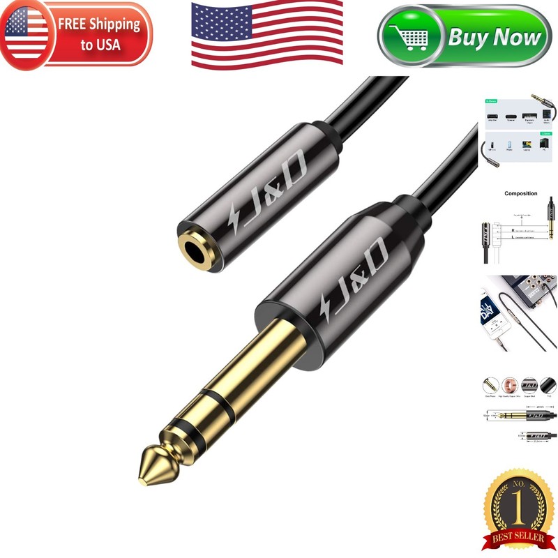 6-Foot Tangle-Free Headphone Adapter – 1/4 Inch to 3.5mm Gold Connectors