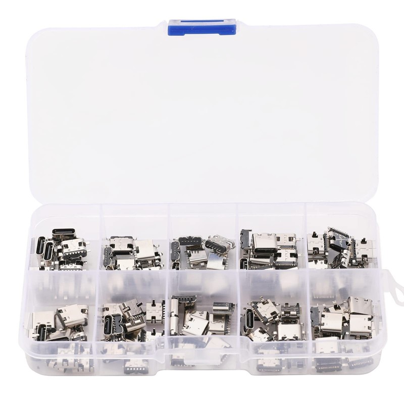 100Pcs Type-C Charging Dock Connectors Repair Kit - 10 Models, Fast Charging Par gallery