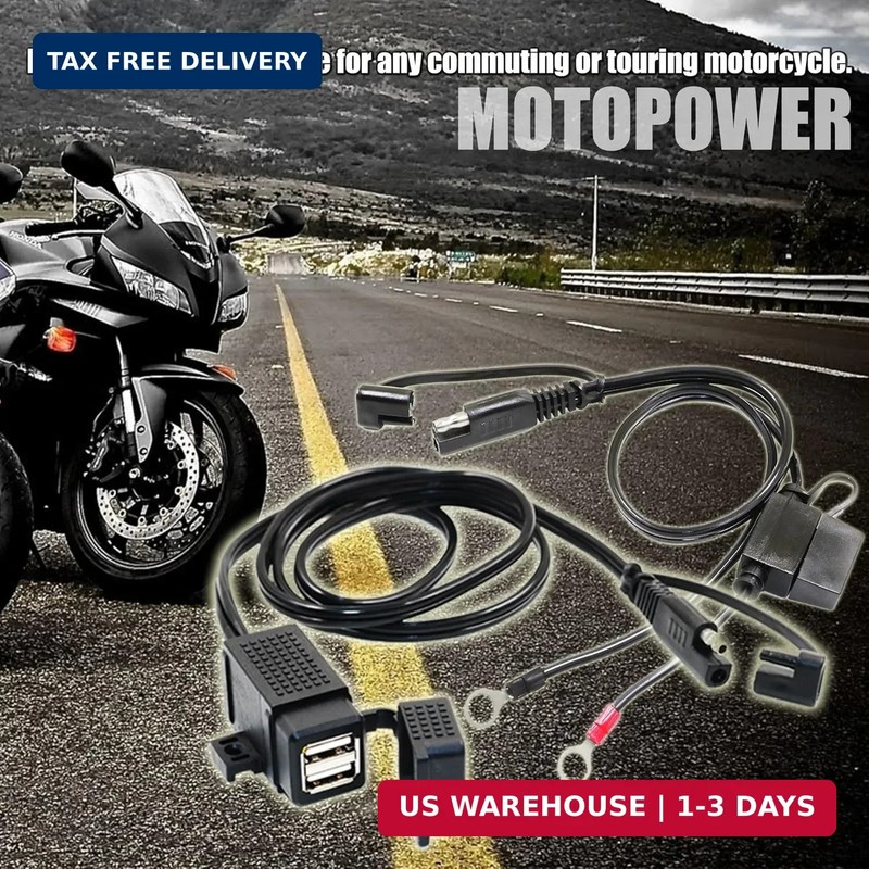 MOTOPOWER MP0609EA 3.1Amp Waterproof Motorcycle Dual USB Kit SAE to USB Adapter gallery