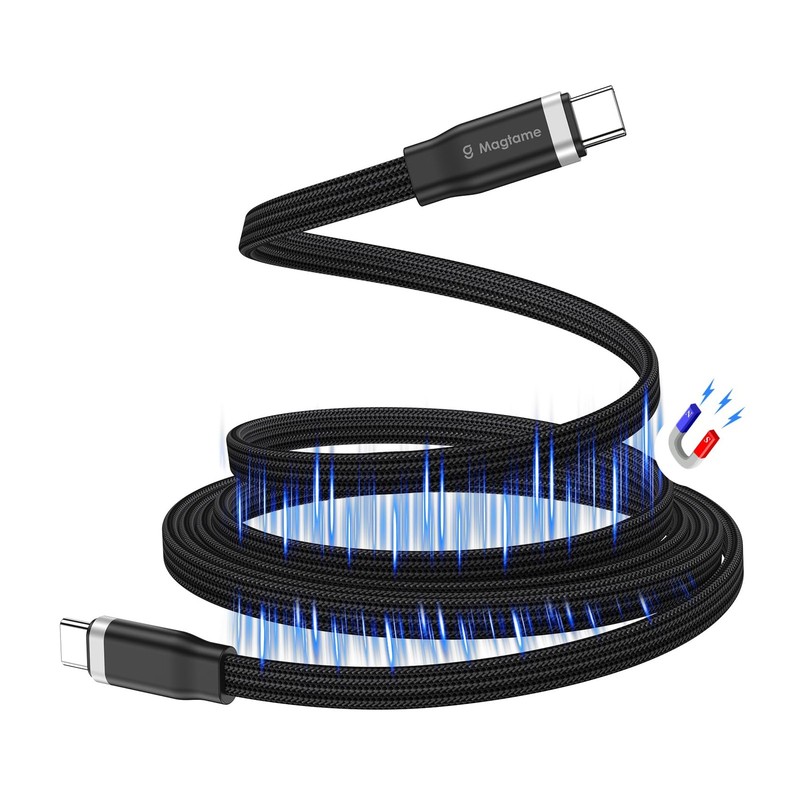 5FT Magnetic Coiled USB to USB Cable, 60W Fast Charging and Data Cord, Windin...