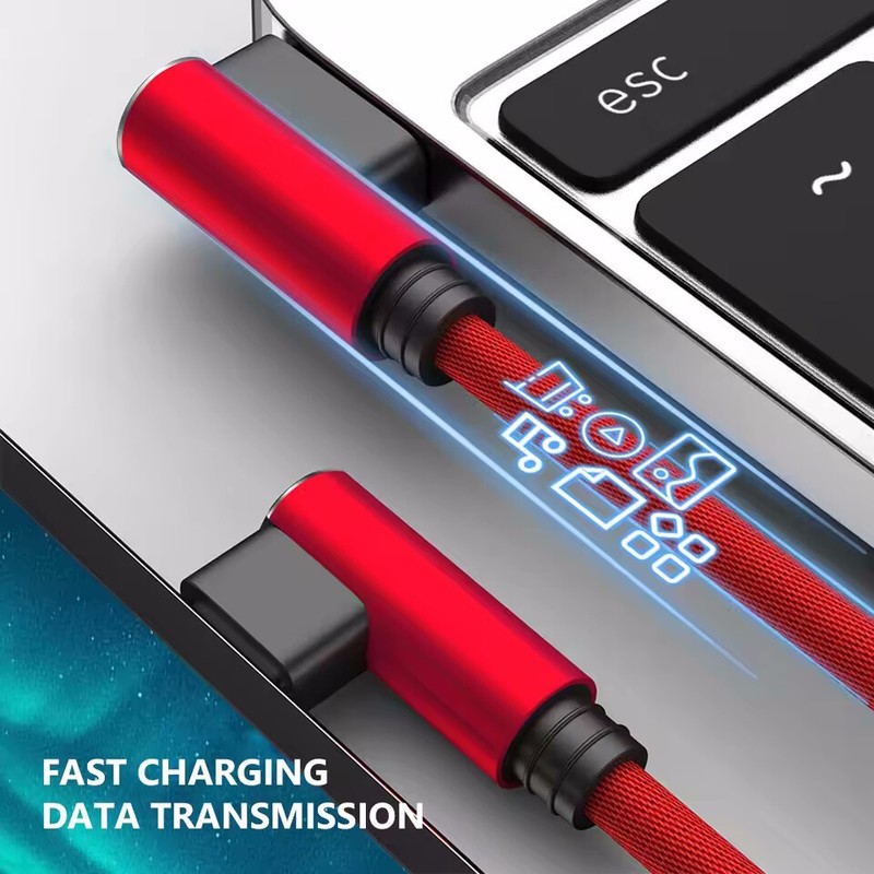 90 Degree Elbow USB A TO C Cable Charger Type C Cord For Samsung iPhone 15 16 17 gallery