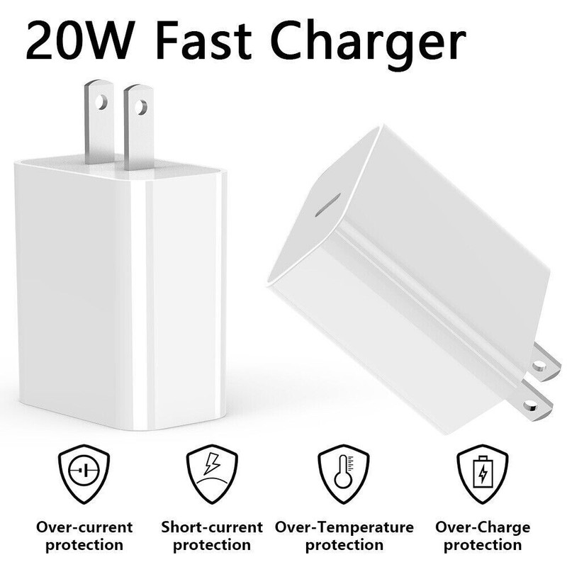 20W Fast Charger USB-C PD Power Adapter & 3FT Cable For iPhone 12 13 14 Pro Max gallery