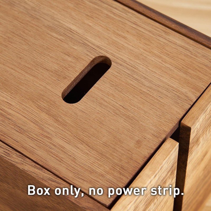 LiTY Acacia Wood Cable Management Box, Wooden Cord 12"L x 5"H, Color gallery