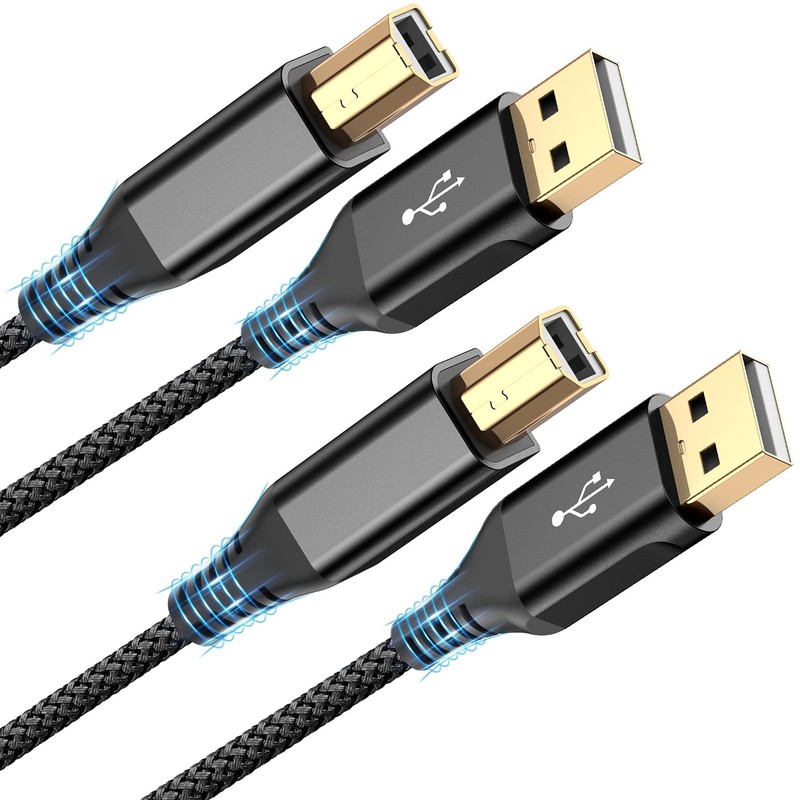 Printer Cable 10ft 2Pack, USB Printer Cord USB 2.0 Type A Male to B Male Cabl…