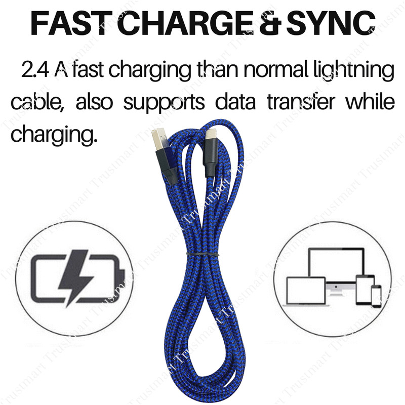3 Pack Braided USB Fast Charger Cable 6FT Heavy Duty For iPhone 12 13 14 11 XR 8 gallery