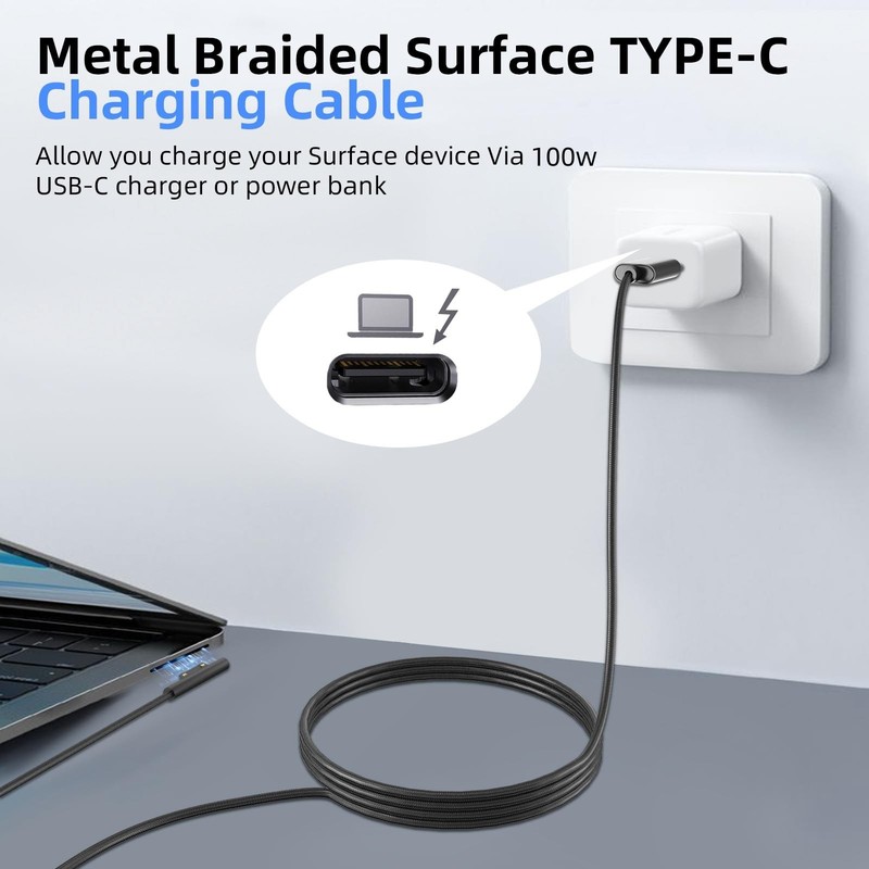 PD100W USB-C Charger Cable Compatible with Surface Pro Laptop Microsoft Surfa... gallery
