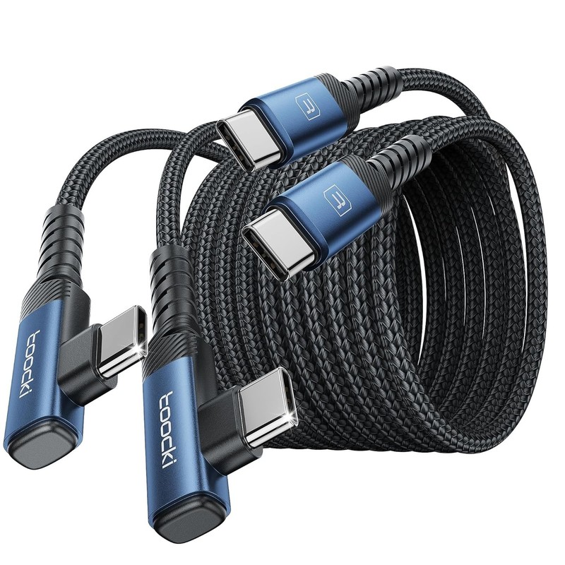 USB C to USB C Charger Cable(10Ft, 2Pack), 60W Type C Charging Cord, Right Angle