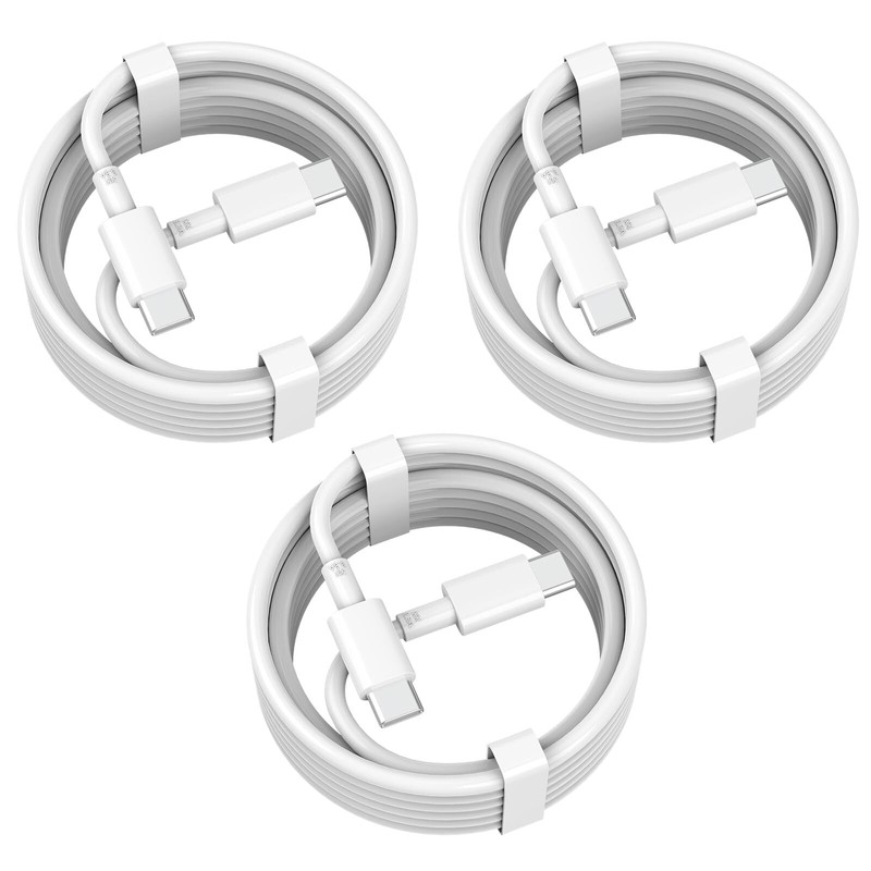 [3-Paquete] 65W Cable USB C a USB C Cargador Carga Tipo-C Para iPhone 15 Pro Max