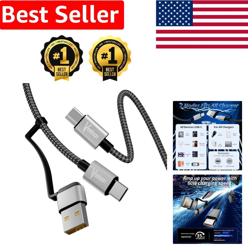 Durable 60W USB C Fast Charging Cable, 2FT Braided Design for Multiple Devices