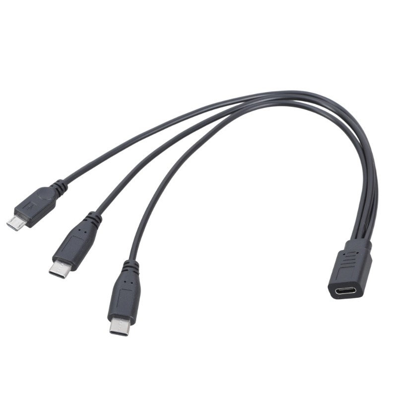 30cm Charging Adapter Cable Charging Cord USB C to 2 Type-C & 5Pin USB Cable