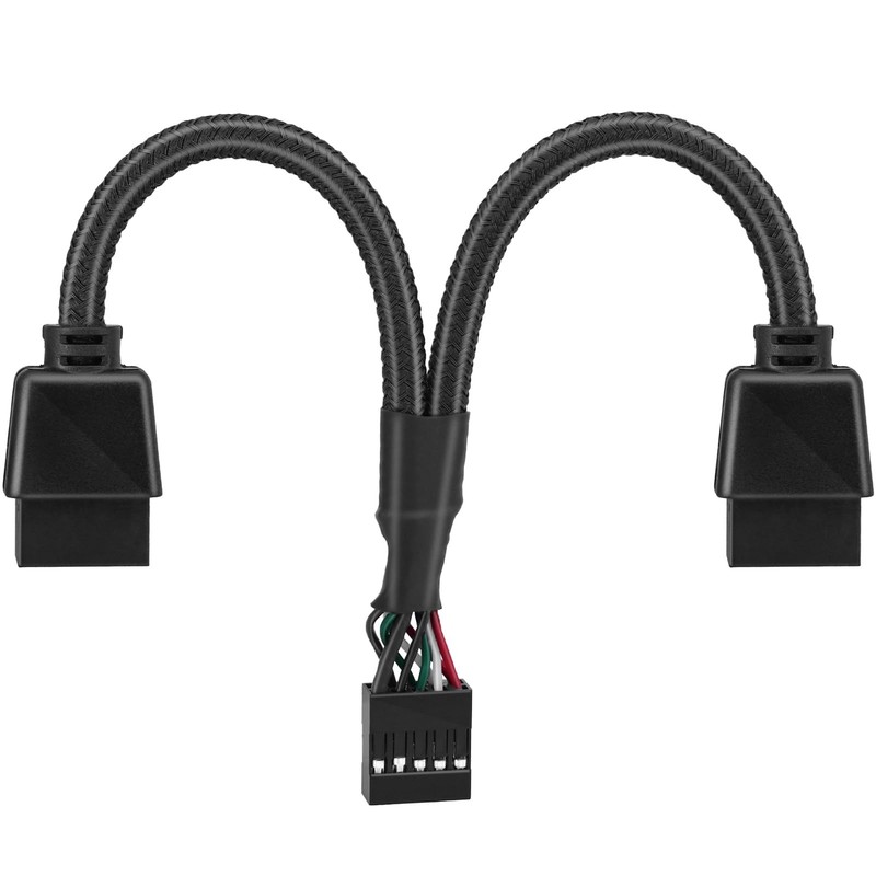 Motherboard USB 2.0 to Dual 9 Pin Extension Cord, 9-Pin USB Header 1 Female t... gallery
