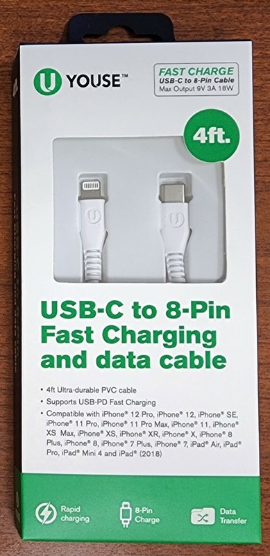 U Youse 4FT USB-C to 8-Pin Fast Charging and Data Cable gallery