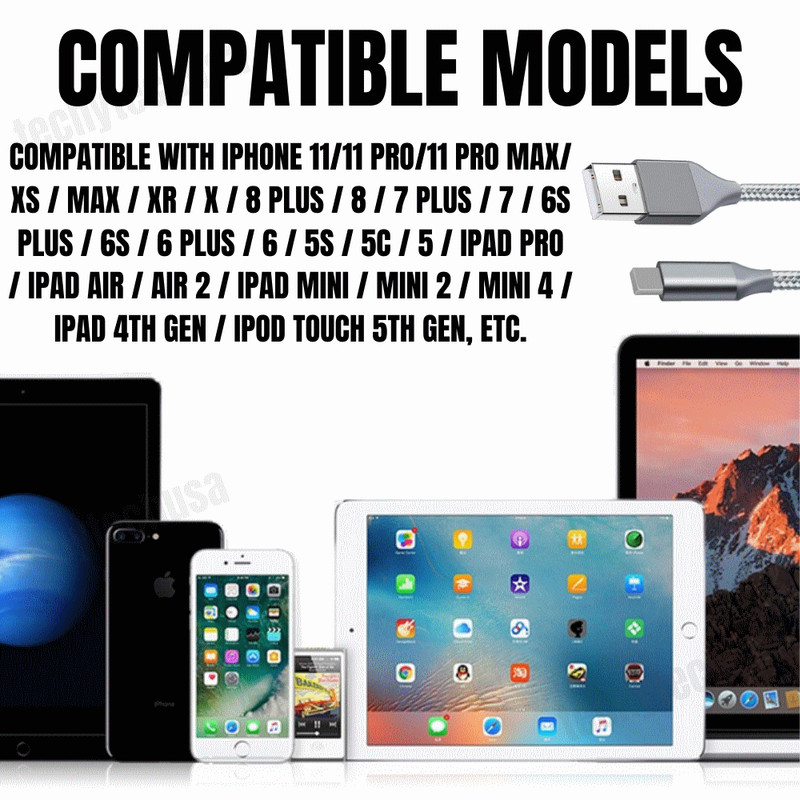 3 Pack 6Ft Heavy Duty USB Charger Cable Cord For iPhone 11 XR SE 6 7 8 iPad Lot gallery