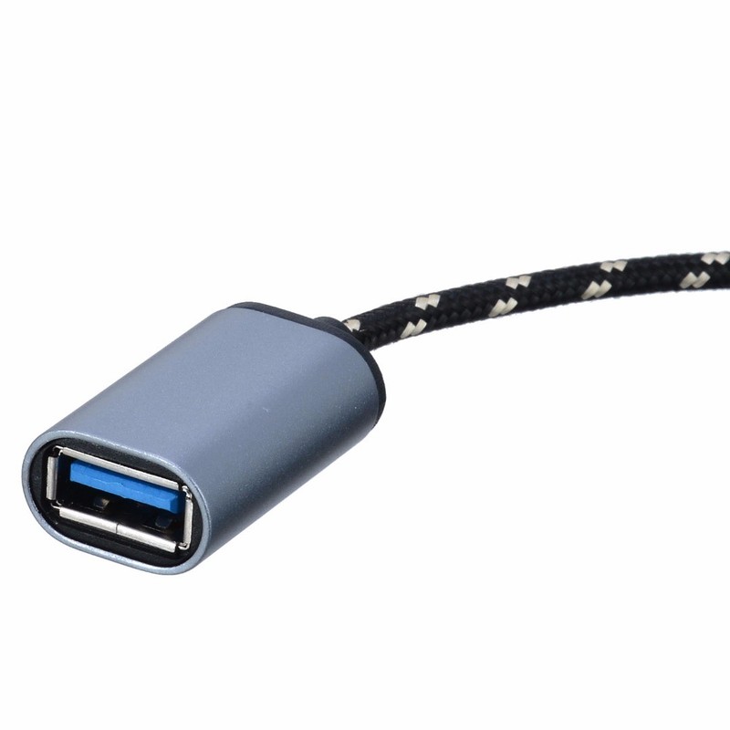 Nylon Braided Aluminum Alloy Micro USB Male to USB Female OTG Adapter Cable Cord gallery
