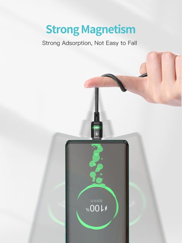Kuulaa 6.6ft Magnetic Charging Cable USB C,3A Fast 6FT-3in1, Black gallery