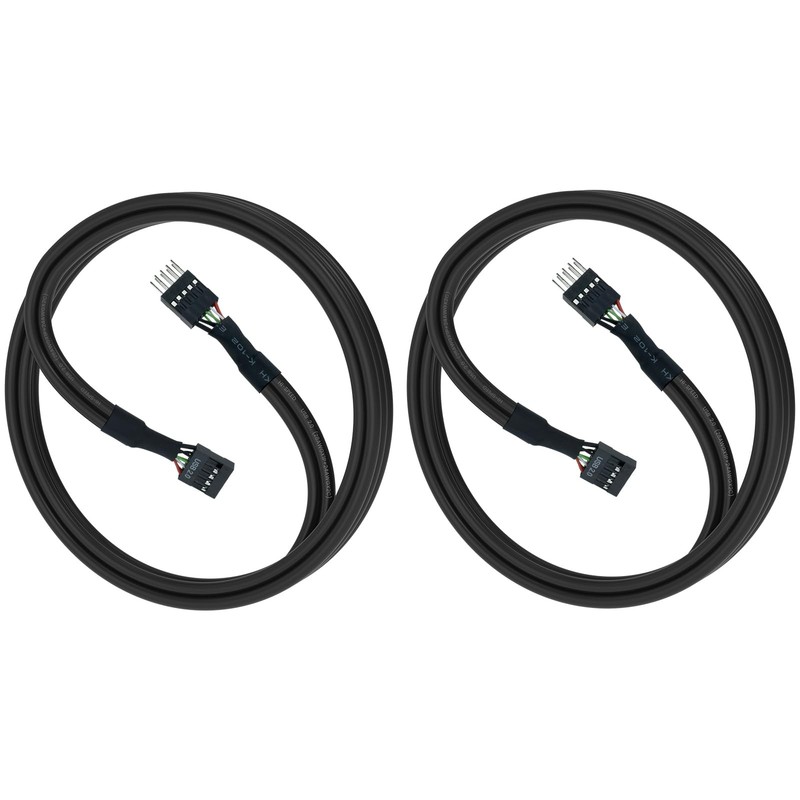 2 Pcs USB Header Extension Cable USB 2.0 9-Pin Male to Female