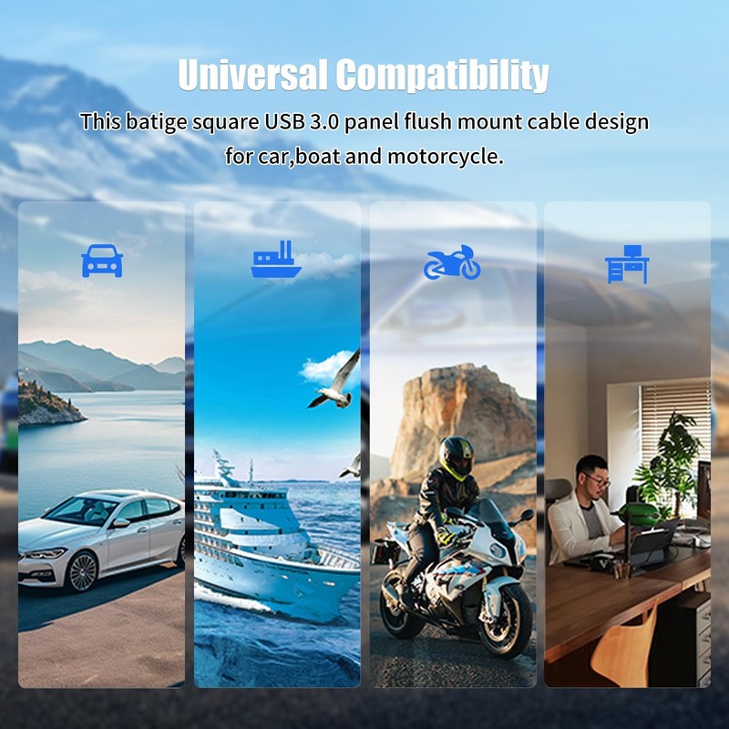 Dual Port USB A 2.0 Male To USB C 2.0 Female Extension Cable Mount 3.3FT gallery