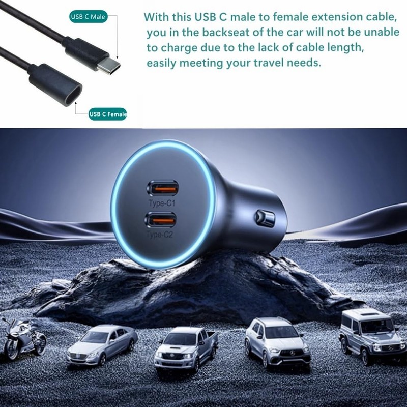 10ft Long Type C Extension Cable, USB C Male to Female Extender Cord Compatib... gallery
