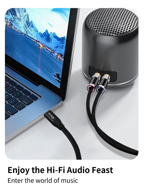 USB C to RCA Audio Cable 3m, Type-C to 2 RCA Y Splitter, High-Res Sound, Gold-Pl gallery