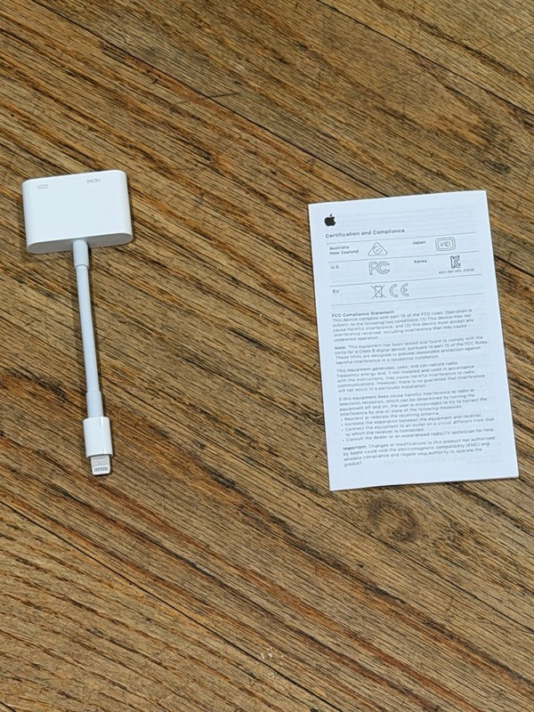Apple Lightning to Digital AV Adapter MD826AM/A A1438 White HDMI gallery