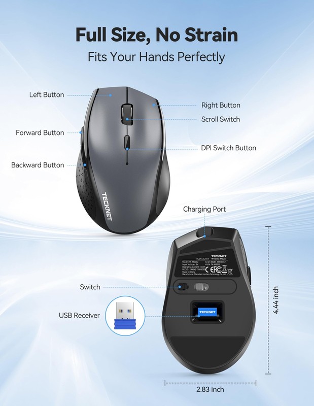TECKNET Wireless Mouse Rechargeable,Mouse for Laptop Computer,2.4G USB Comput... gallery