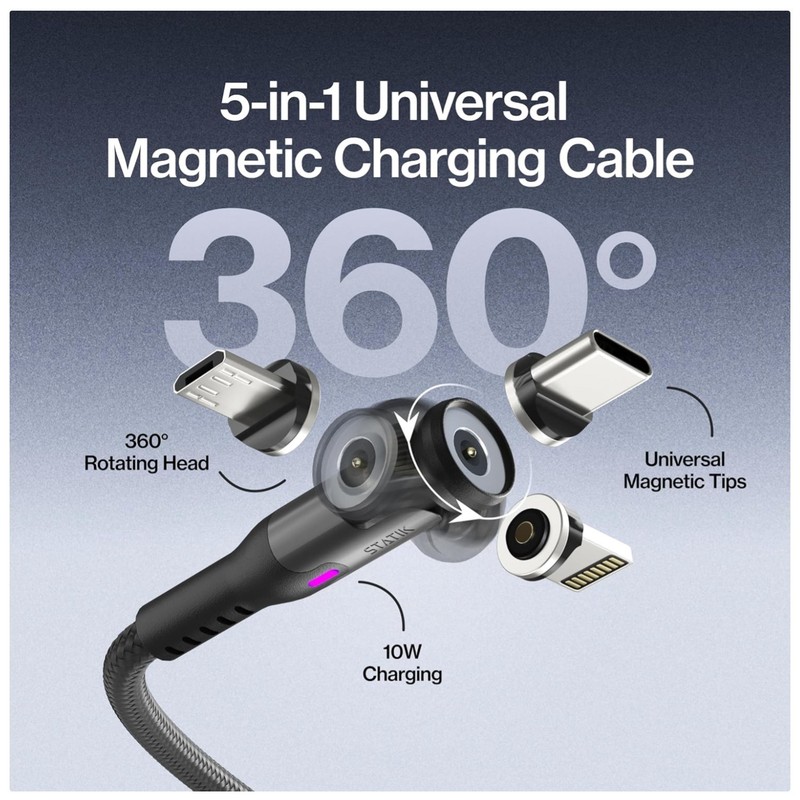 360 Magnetic Charger Cord 3 Pack – USB C & Micro