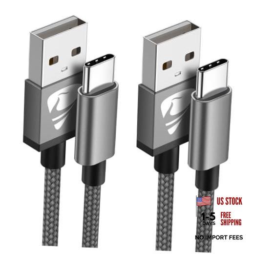 USB C Cable 10 FT 2Pack USB A to USB C 3A Fast Charging 10FT Long Type C Gray