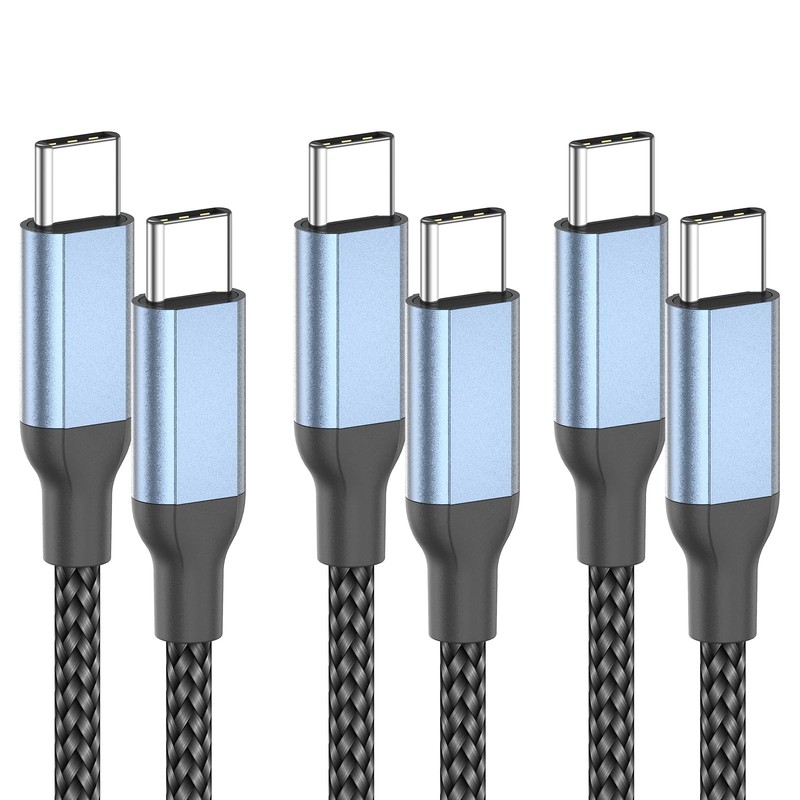 2FT USB to USB Cable, 3Pack 60W 2 Foot USBC Cable Braided Short USB Cable Fas…