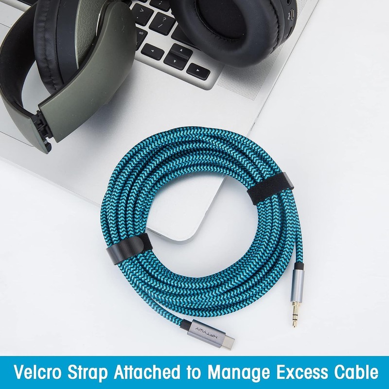 Aux to USB C Cable, 4ft Nylon Braided Type C to 3.5mm Audio Cord for Car Stereo, gallery