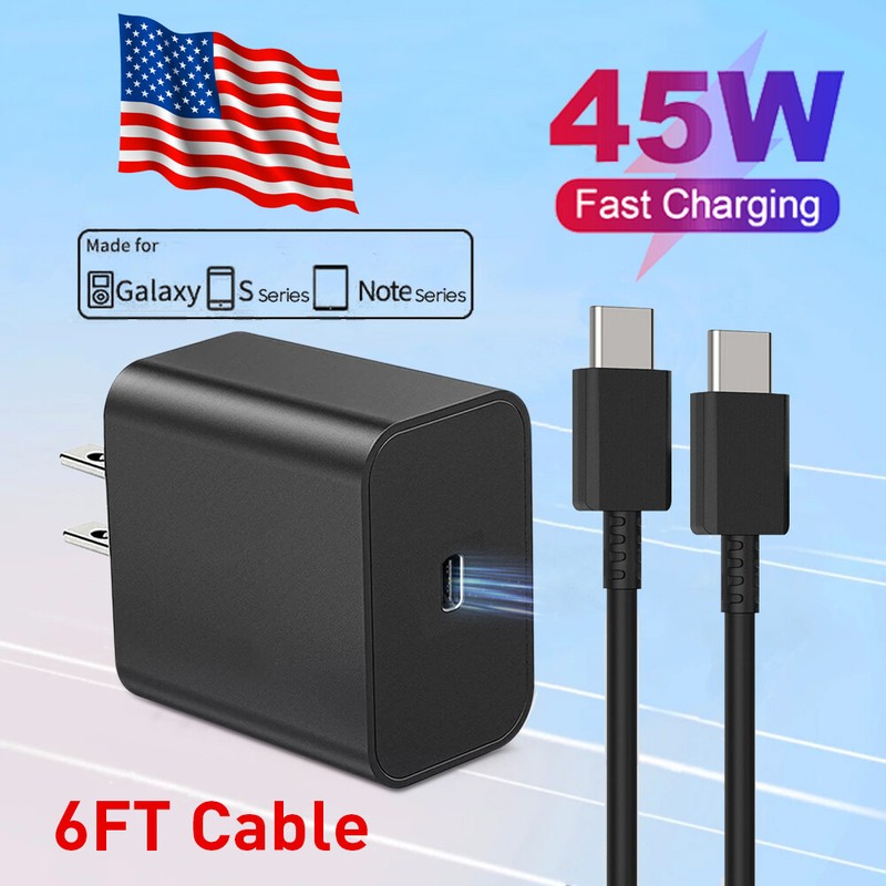 45W USB-C Super Fast Wall Charger + 6FT Cable For Samsung Galaxy S20 S21 S23