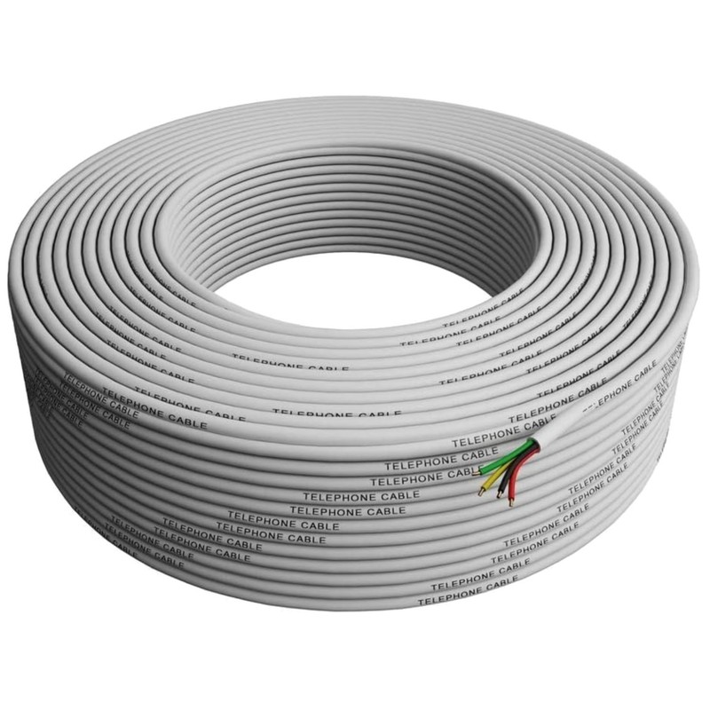 26 AWG 4 Wire White Telephone Cord