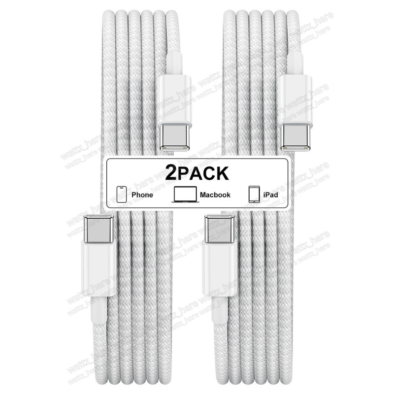 2X 60W USB Type-C Cable Fast Charger Data Sync Cord For i-Phone 17 16 15/Samsung