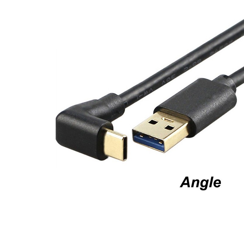90 Degree Right Angle USB A to Type C Fast Data Sync Charger Charging Cable Wire gallery